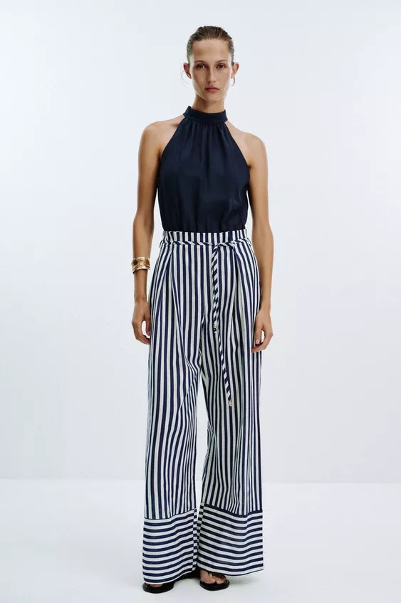 LINEN BLEND LONG JUMPSUIT | Zara US