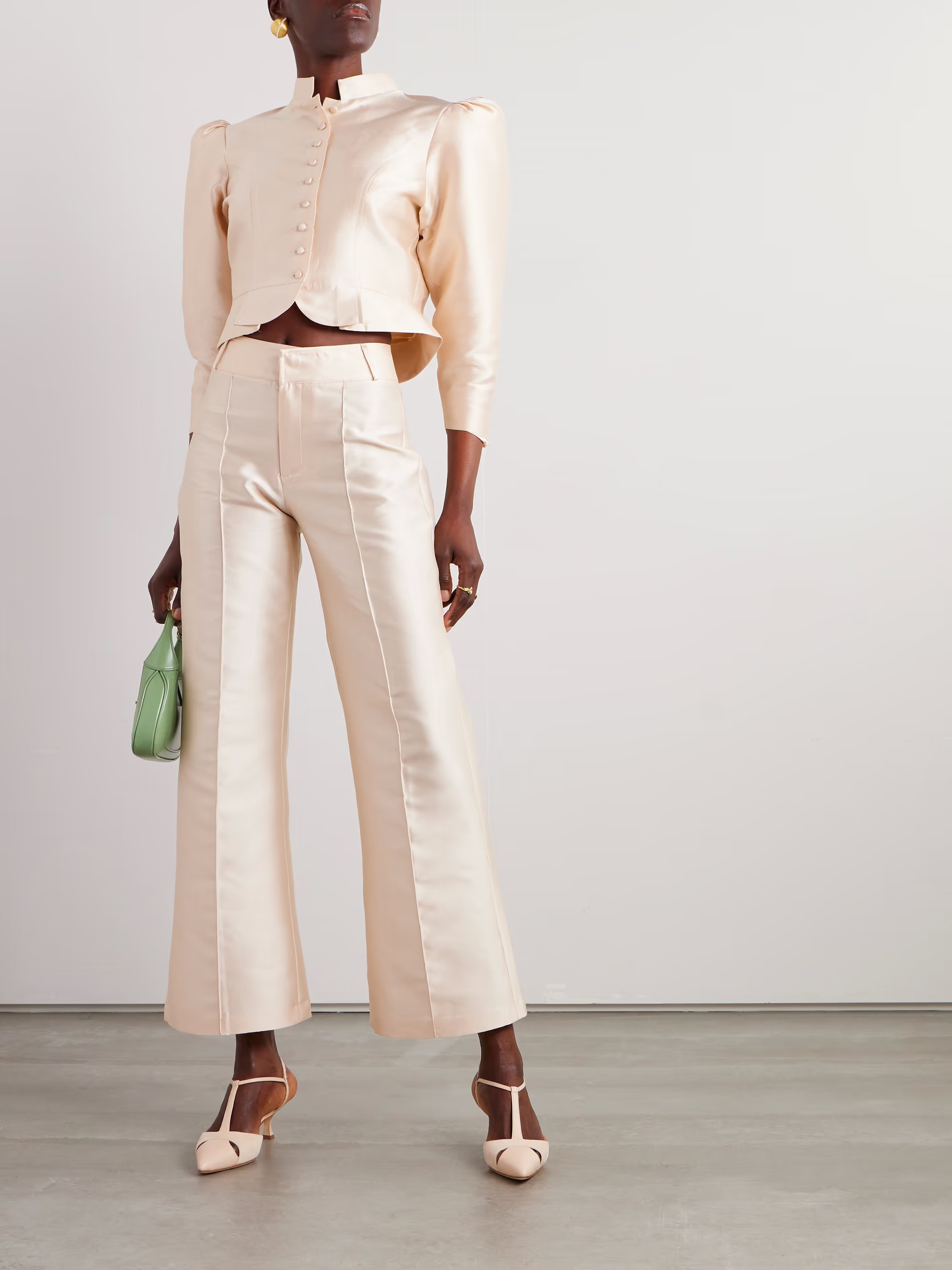 Yoshi cropped taffeta flared pants | NET-A-PORTER (US)