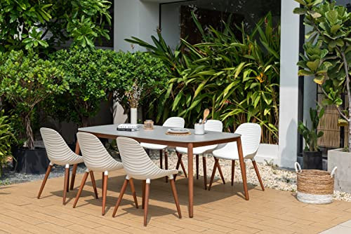 Brampton | Ideal for Patio and Outdoors, White Chairs Tarento 7-Piece Rectangular Dining Set | Eucalyptus Wood, Grey | Amazon (US)