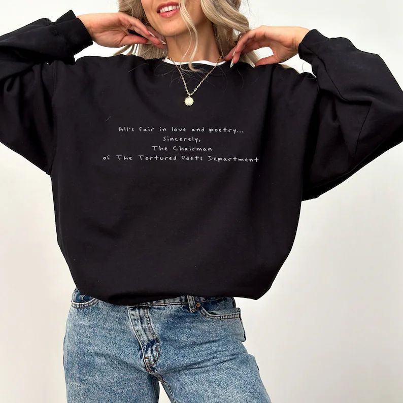 The Tortured Poets Department TS 11 TTPD Era Embroidered Crewneck Sweatshirt for Swifties - Etsy | Etsy (US)