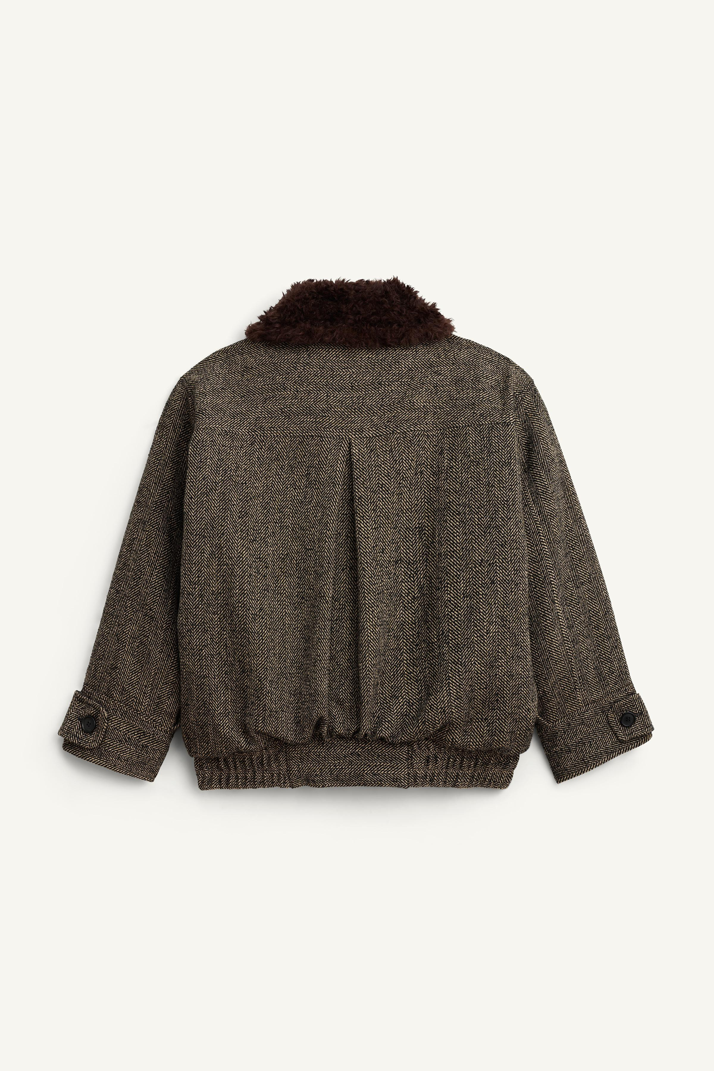 CONTRASTING HERRINGBONE LIMITED EDITION BOMBER JACKET | Zara US