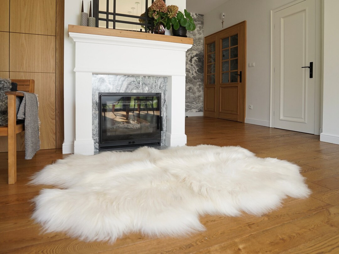 GIANT Rug FOUR Icelandic SHEEPSKIN White Throw Genuine Leather Sheep Skin Decorative Rug White Co... | Etsy (US)