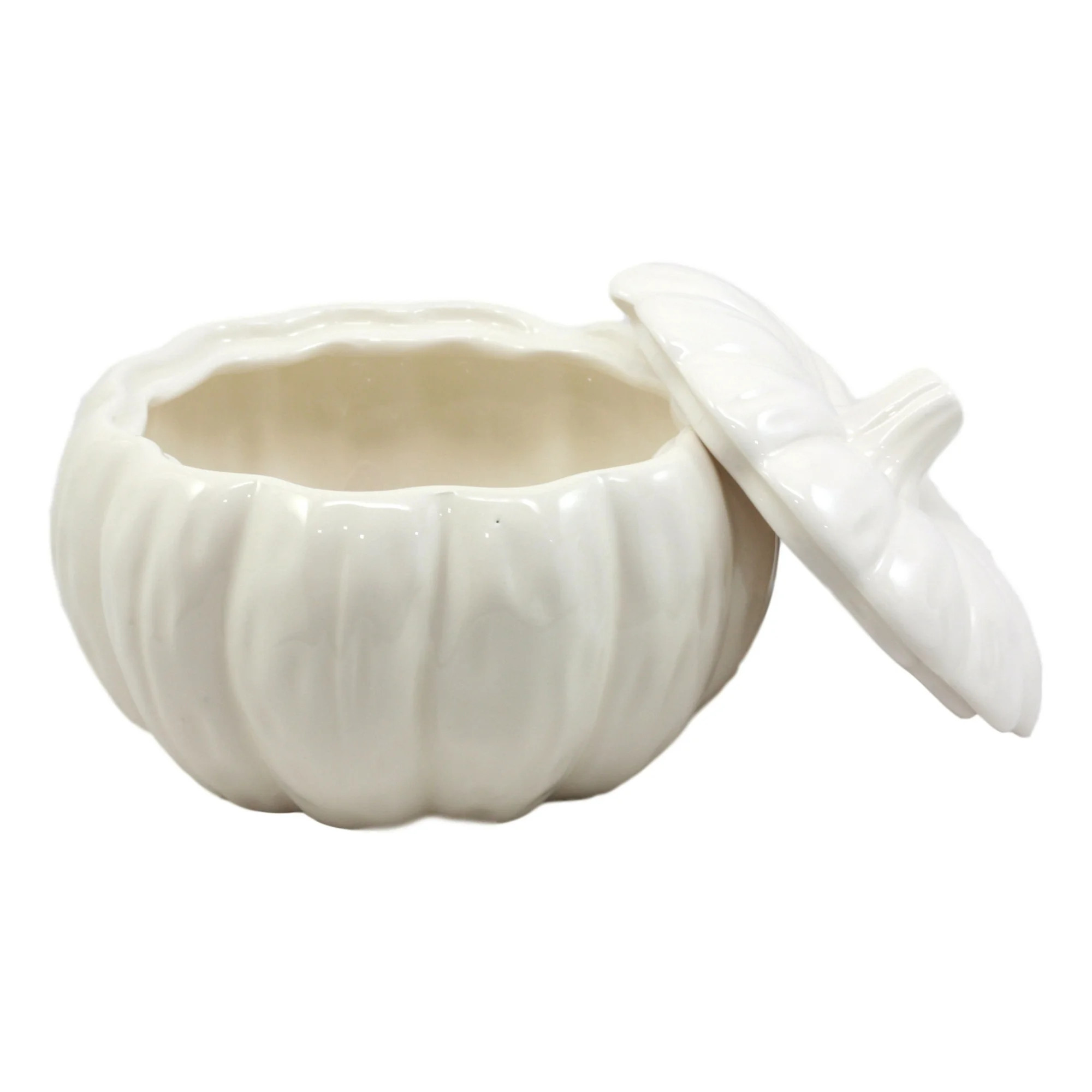 Ebros Ceramic Stoneware White Harvest Pumpkin Bowl With Lid 6"Diameter X 1 PC | Walmart (US)