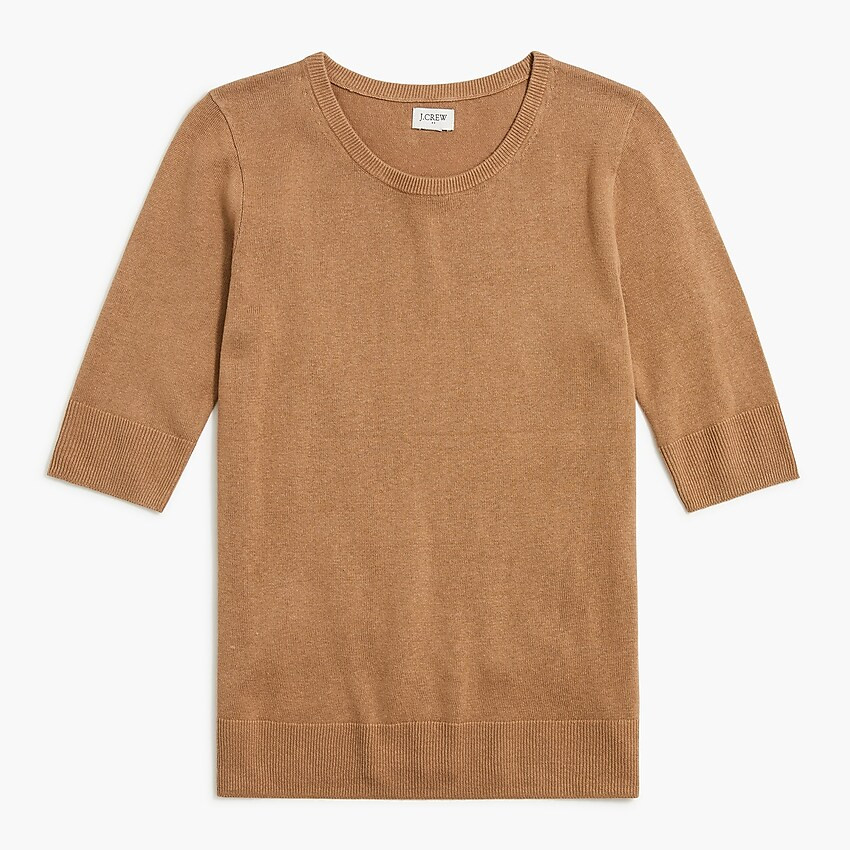 Short-sleeve linen-blend crewneck sweater | J.Crew Factory