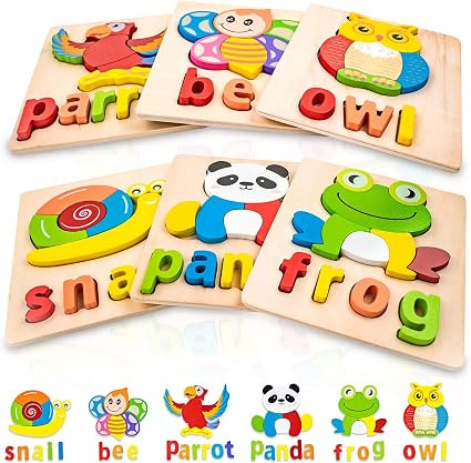 Wooden Puzzles Toddler Toys for Kids 1 2 3 Years Old Boys Girls Toddler Puzzles Montessori Toys E... | Amazon (US)