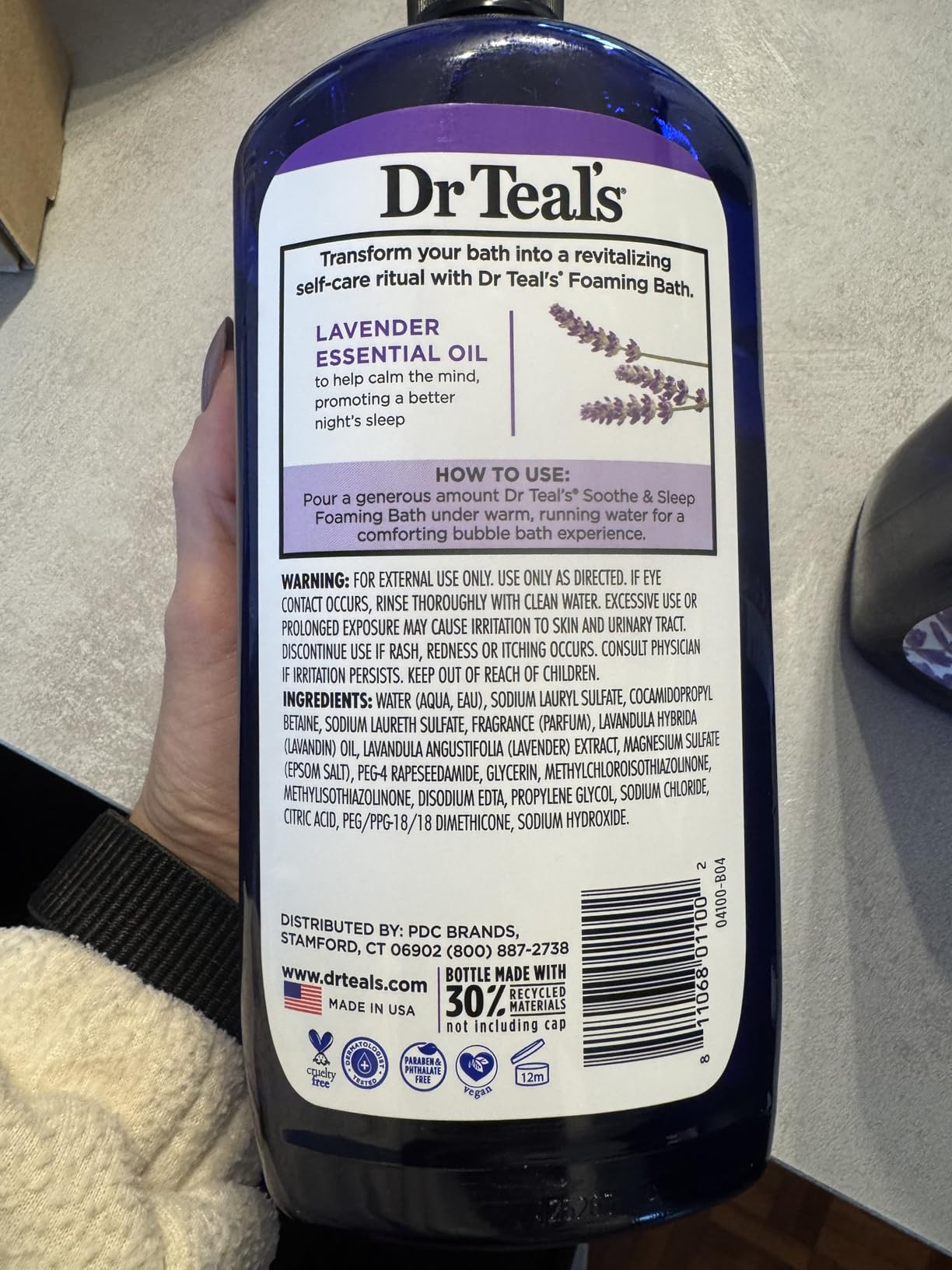 Dr Teal's Foaming Bath with Pure Epsom Salt, Sleep Blend with Melatonin, Lavender & Chamomile Ess... | Amazon (US)