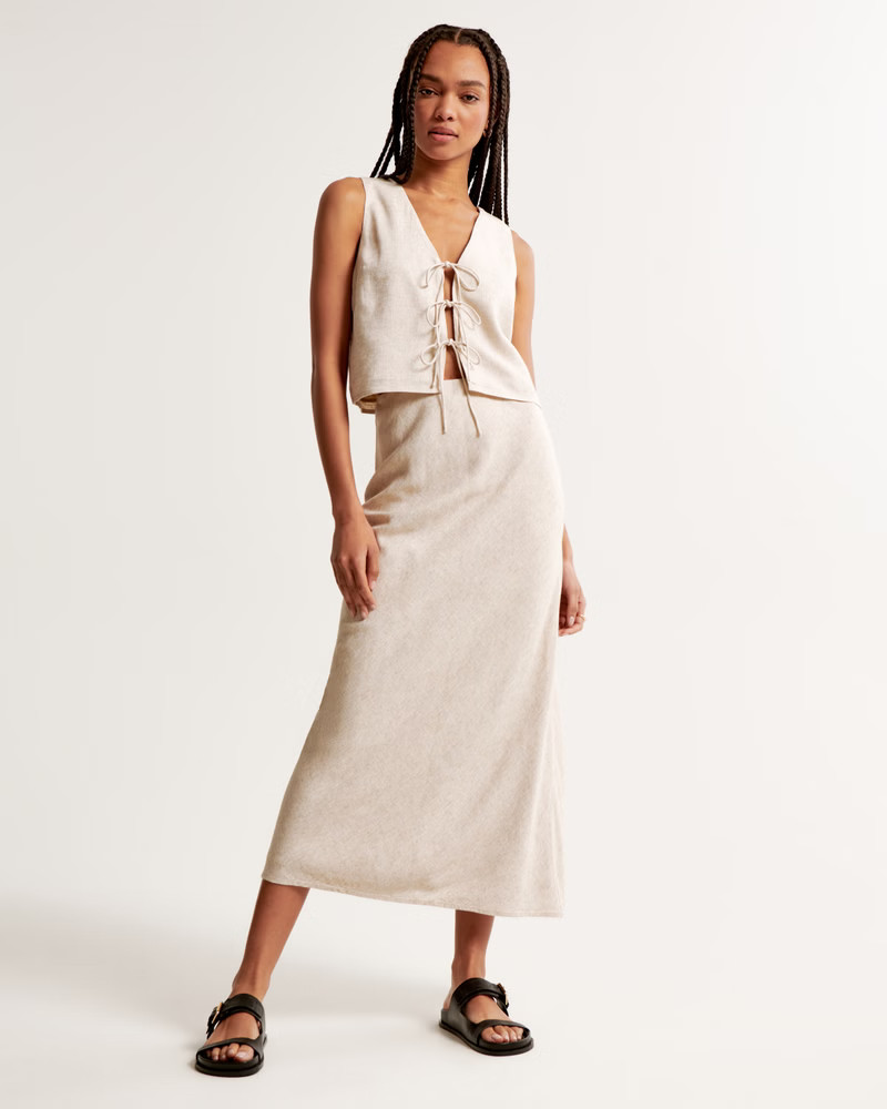 Linen-Blend Tie-Front Vest Top | Abercrombie & Fitch (US)