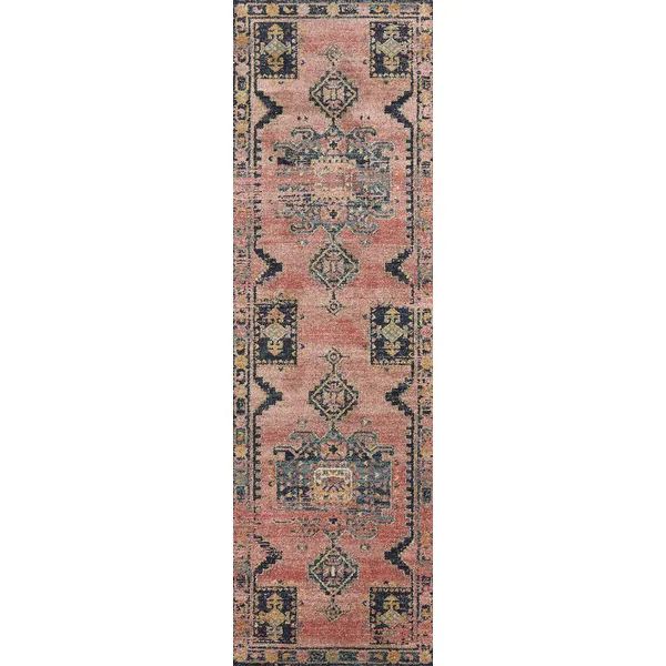 Alexander Home Luxe Rose Antiqued Distressed Area Rug - 2'3" x 7'6" - Rose/Rose | Bed Bath & Beyond