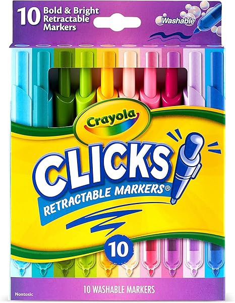Crayola Clicks Retractable Markers (10ct), Washable Markers for Kids, Click Markers, School Suppl... | Amazon (US)