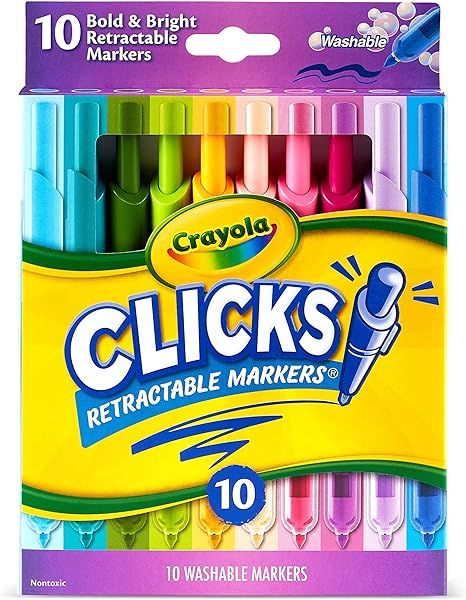 Crayola Clicks Retractable Markers (10ct), Washable Markers for Kids, Click Markers, School Suppl... | Amazon (US)