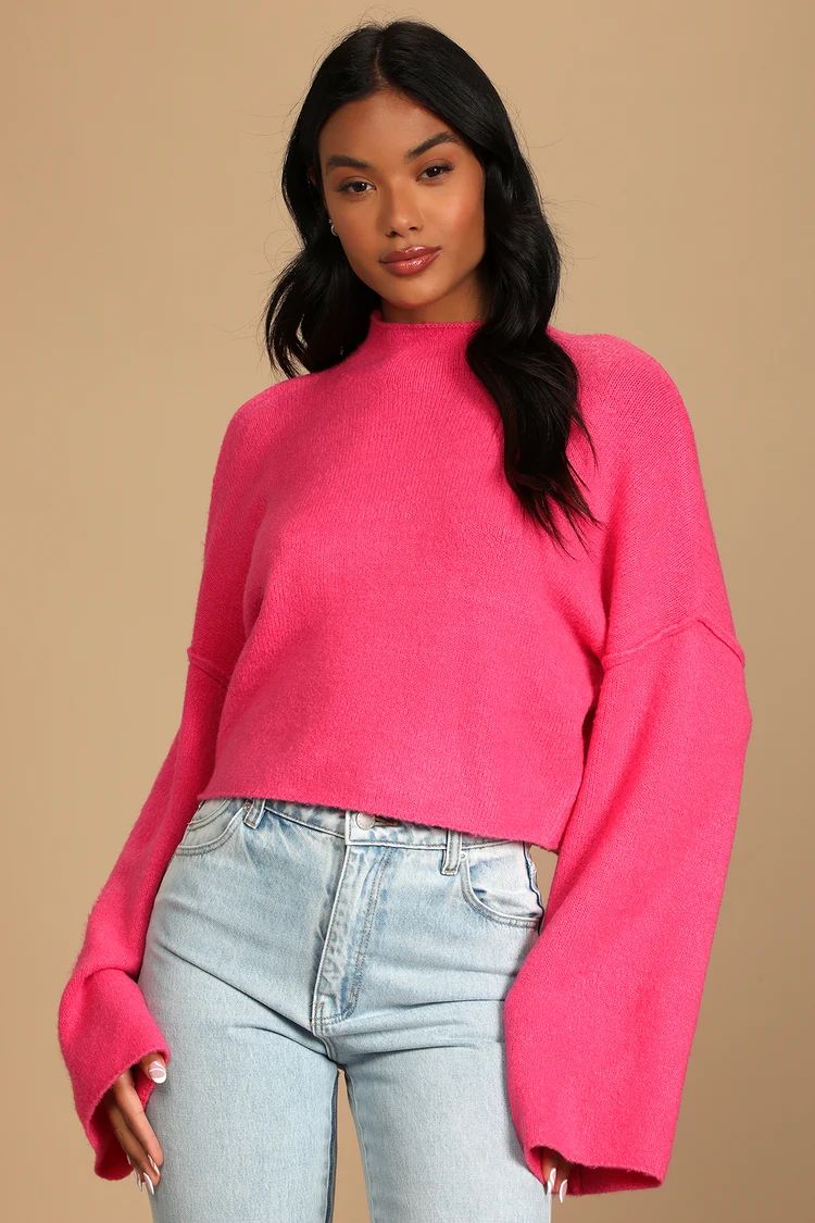 Welcome Winter Hot Pink Mock Neck Sweater | Lulus (US)