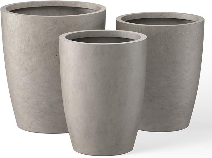 Kante 18.1",20.5",22.4" H Tall Round Concrete Planters Set of 3, Outdoor Indoor Modern Decorative... | Amazon (US)