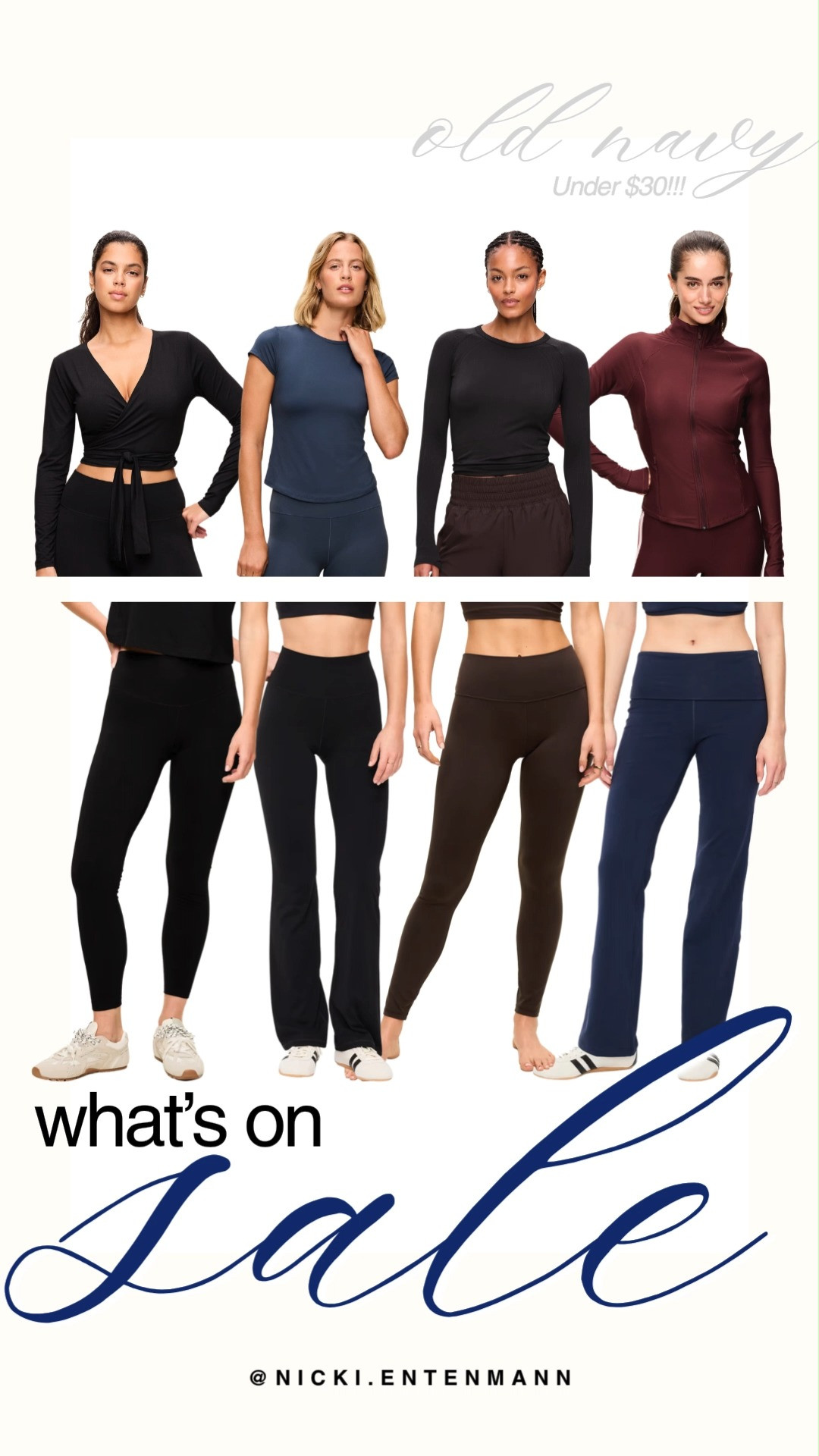 Score budget activewear deals with this Old Navy sale edit, all under $30! This roundup highlights tie-front long sleeves, fitted short-sleeve tees, zip jackets, high-waisted leggings, and flared athletic pants in black, rich burgundy, chocolate brown, and slate navy. Upgrade your preppy fall wardrobe with these comfortable and affordable active essentials.

#oldnavy #oldnavystyle #whatsonsale #activewear #athleisure #fallfitness #budgetfinds 

 #LTKfitnessgoals #LTKActive #LTKSaleAlert