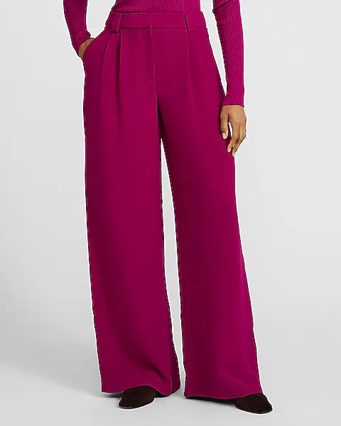 Signature Crepe High Waisted Relaxed Trouser | Express