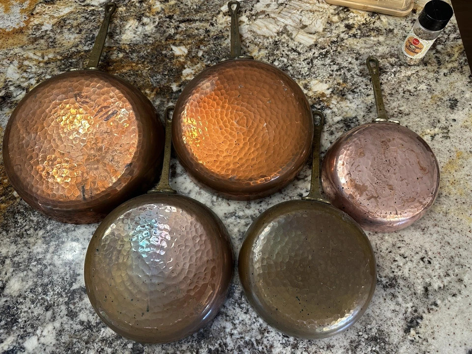 Lot of 5 Vintage, Nesting, Hammered Copper Frying Pans | eBay | eBay US
