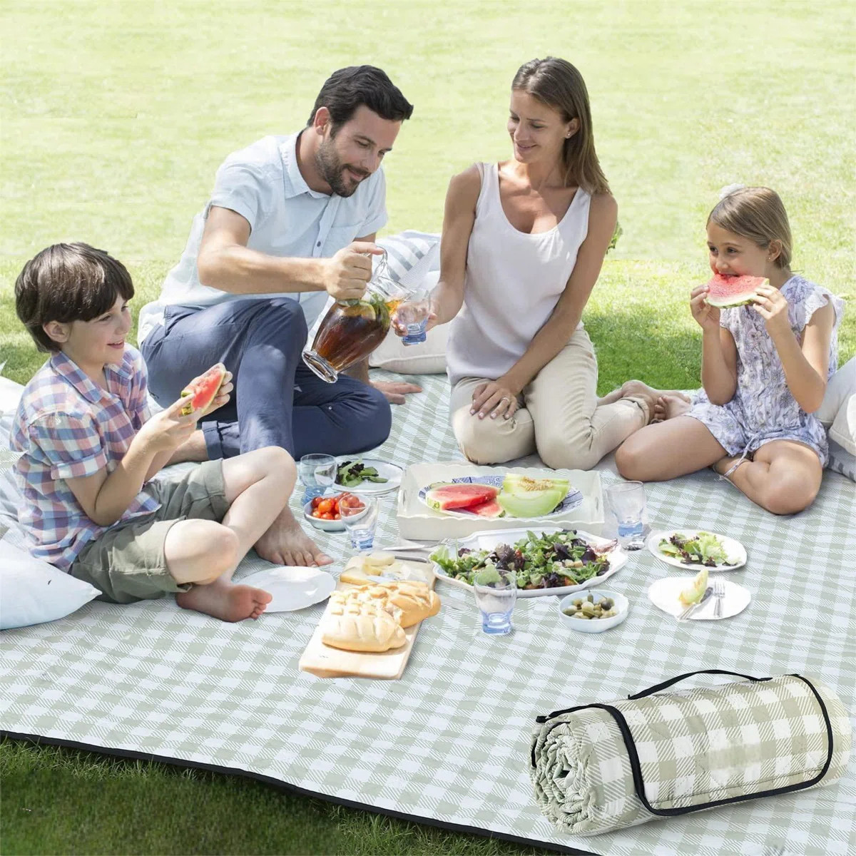 Extra Large Picnic Outdoor Blanket, 80''X80'' Waterproof Foldable Blankets Gingham Picnic Mat For... | Wayfair North America