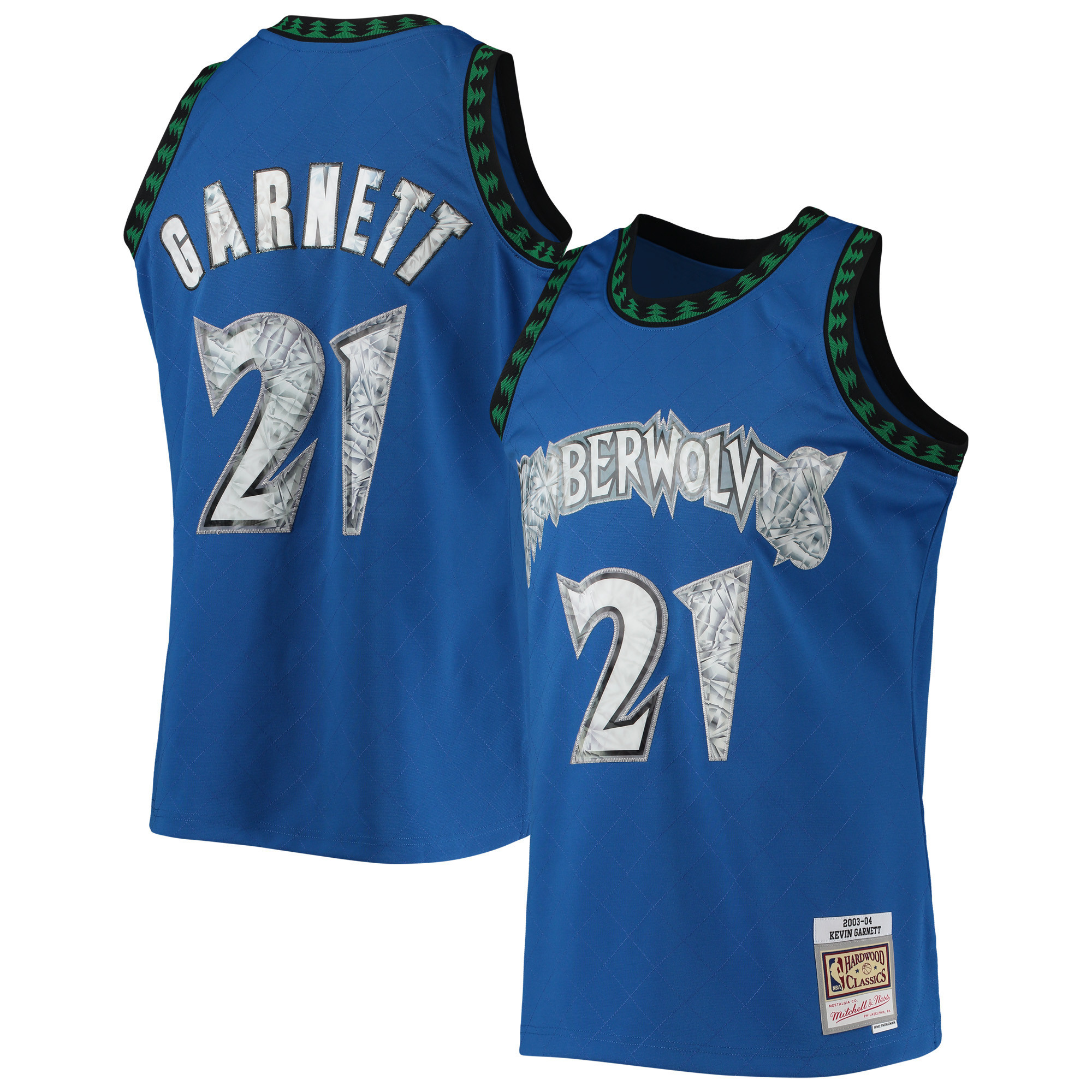 Men's Mitchell & Ness Kevin Garnett Blue Minnesota Timberwolves 2003/04 Hardwood Classics NBA 75th Anniversary Diamond Swingman Jersey | Fanatics