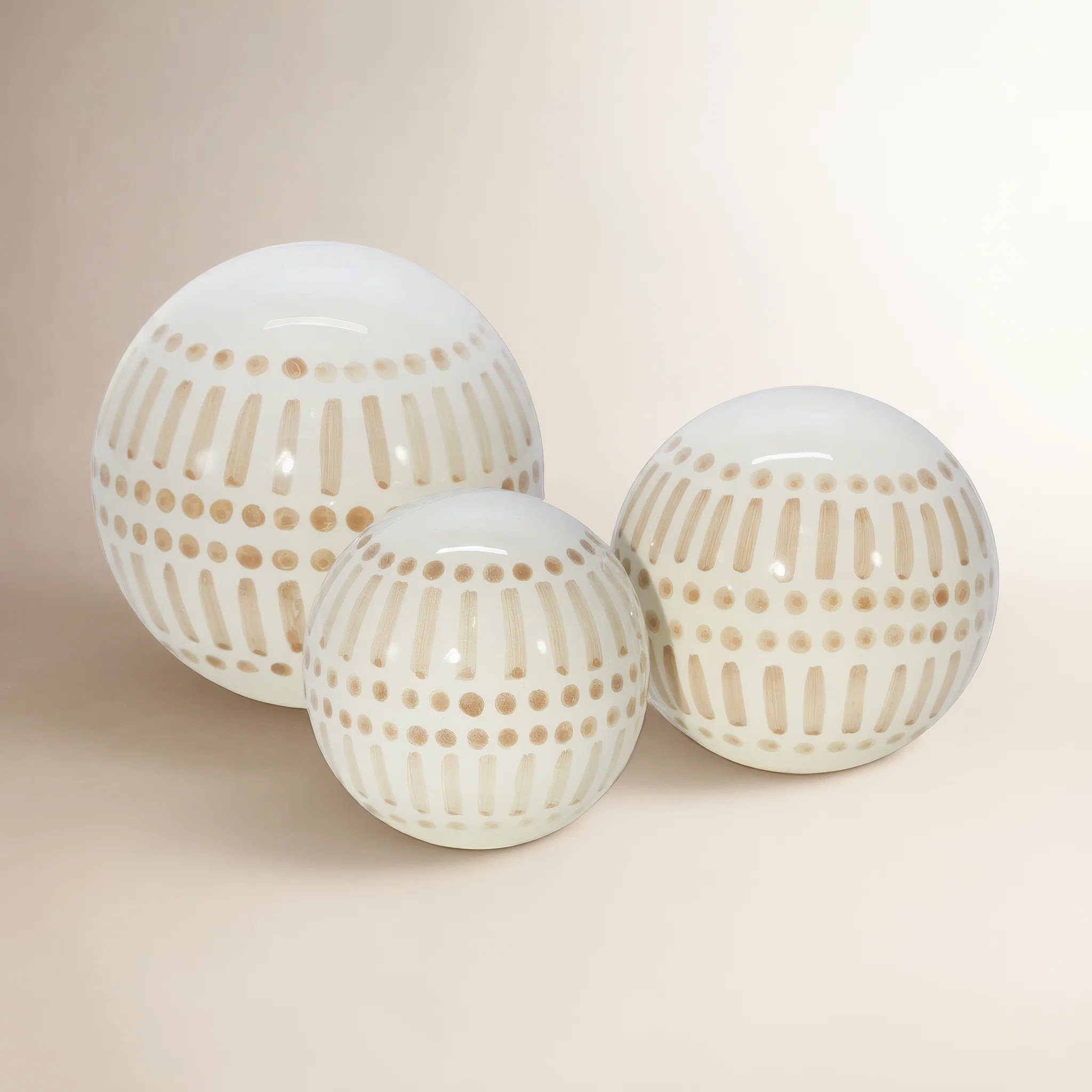Glade Set of 3 Decorative Orbs - Contemporary White and Tan Round Orb Decor - Ceramic Home or Office Table Decoration - Home Gift Idea | Wayfair North America