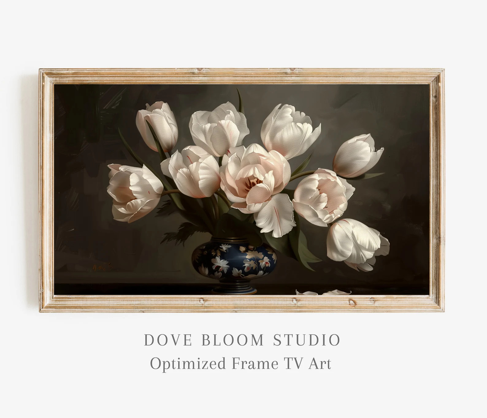 Moody Tulips FRAME TV Art Digital Download, Mother's Day Dark Moody Pink Florals in Vase, Oil Pai... | Etsy (US)