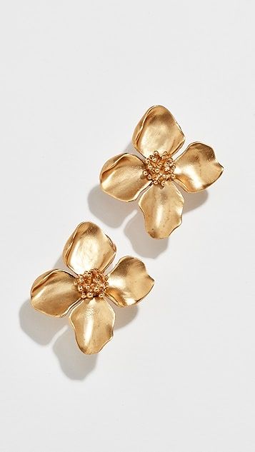 Small Gold Flower Button Earrings | Shopbop
