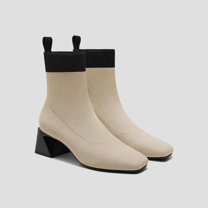 Square-Toe Water-Repellent Block Heeled Boots (Regina Pro) | VIVAIA