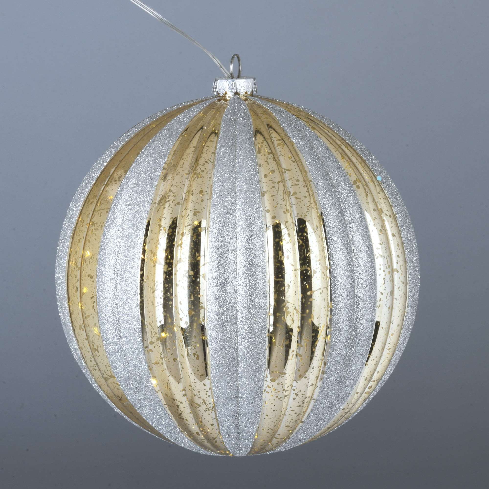 Lighted Gold & Silver Jumbo Shatterproof Round Christmas Ornament, Holiday Time | Walmart (US)