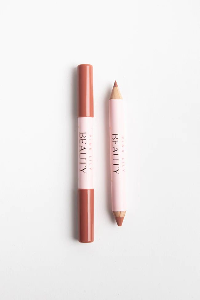 Pink Lily Beauty Double Bloom Dual Lipstick and Lip Liner - Peachy Please | Pink Lily