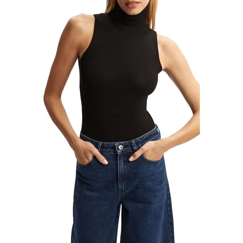 Bardot Turtleneck Sleeveless Bodysuit in Black at Nordstrom, Size Small | Nordstrom