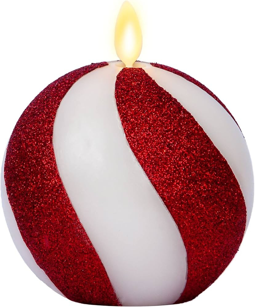 Luminara Flameless Candle Crystal Beads Glitter Sphere, Unscented Real Wax LED Candle, Timer, Hol... | Amazon (US)