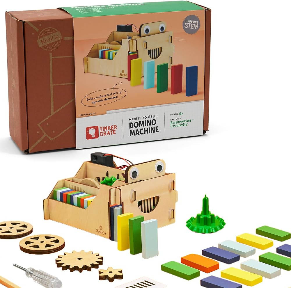 KiwiCo - Domino Machine, Wooden Domino Set for Family Games with 100 Dominoes and Wood Domino Rob... | Amazon (US)