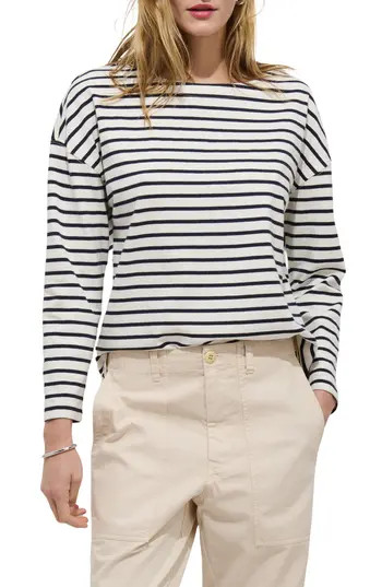 Alex Mill Avignon Stripe Boat Neck Top in Ivory/Navy at Nordstrom Rack, Size Small | Nordstrom Rack