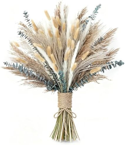 xin's convey 120 PCS Dried Pampas Grass, Dried Flowers, Reed Grass Bouquet for Bohemian Flowers H... | Amazon (US)