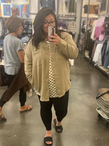 This Shacket is everything you could possibly want. It's comfy soft has good stretch. Looks like a Shacket feels like a sweatshirt! I'm completely obsessed. 

This is an XL but would prefer the XXL

#LTKfindsunder50 #LTKstyletip #LTKplussize