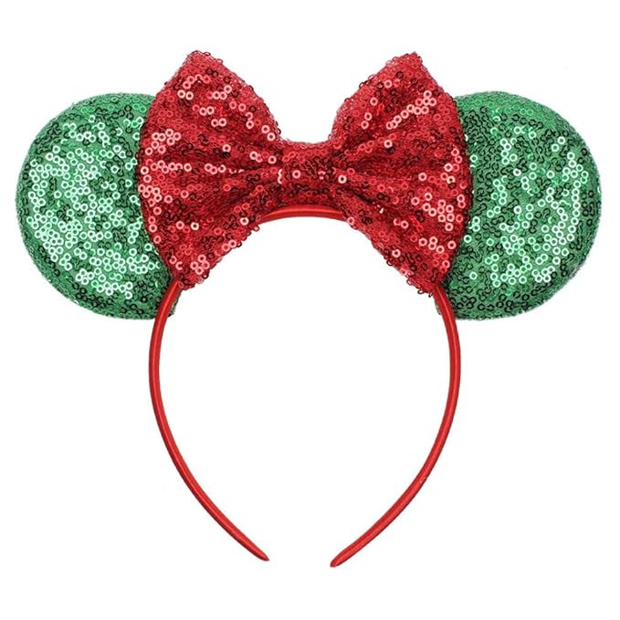 YanJie Christmas Sequin Mouse Ears - Glitter Hair Accessories Party Favor Decoration Cosplay Cost... | Amazon (US)