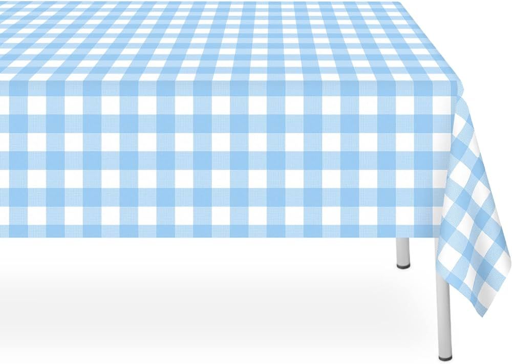 6 Pack Blue and White Checkered Tablecloth, Blue Plastic Table Cloths for Parties Disposable, 54 ... | Amazon (US)