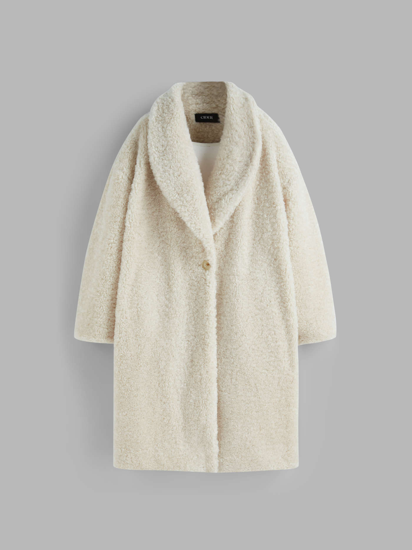 Fleece Collar Solid Button Oversized Jacket | Cider