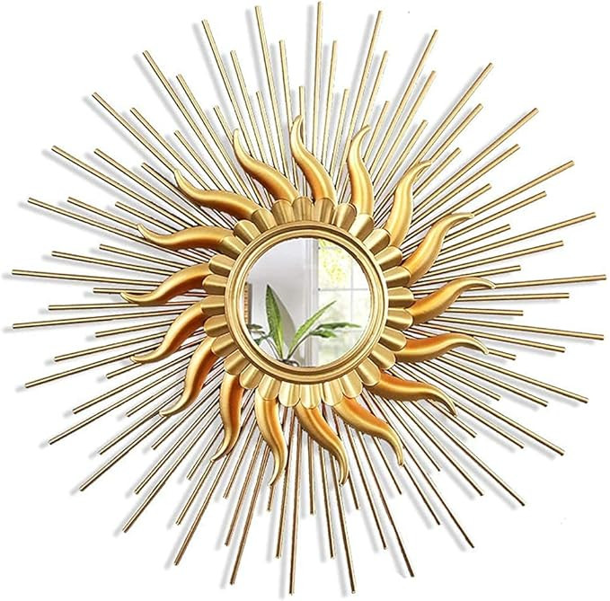 80Cm Gold Vintage Wall Mirrors Round Sunburst Iron Shape 3D Stereo Shabby Chic Wall Mirror Hand F... | Amazon (US)