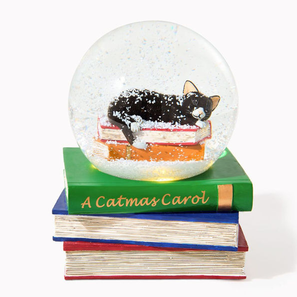 Sleepy Cat & Books Snow Globe | Barnes & Noble
