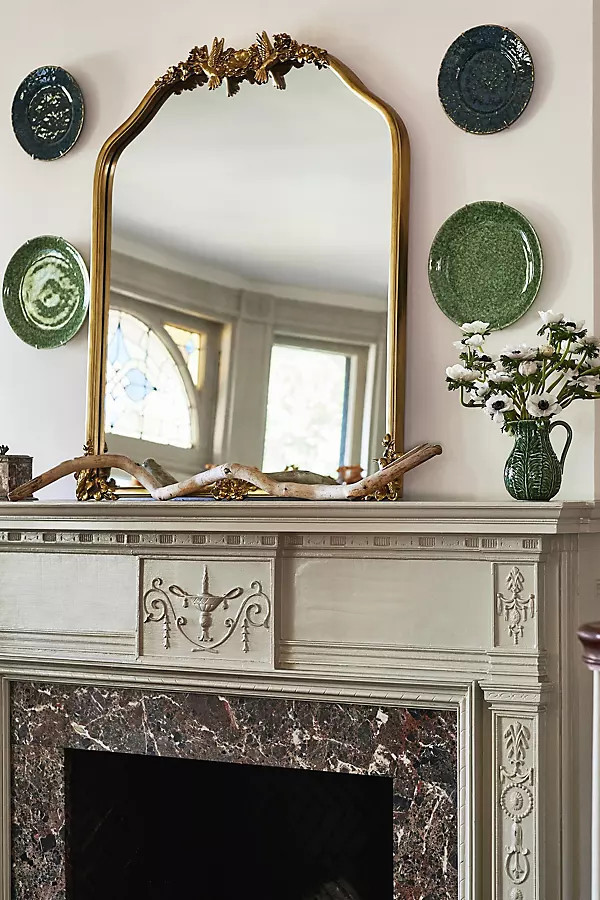 Luisa Hummingbird Gilded Flower Mantel Mirror | Anthropologie (US)