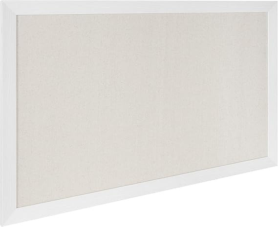 DesignOvation Beatrice Framed Linen Fabric Pinboard, 27x43, White, Rustic Coastal Memo Board Wall... | Amazon (US)