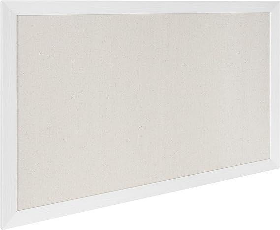 DesignOvation Beatrice Framed Linen Fabric Pinboard, 27x43, White, Rustic Coastal Memo Board Wall... | Amazon (US)
