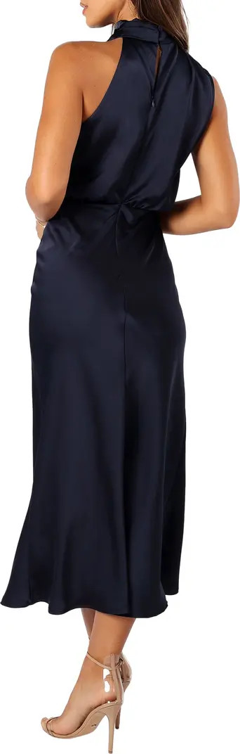 Anabelle Mock Neck Satin Midi Dress | Nordstrom
