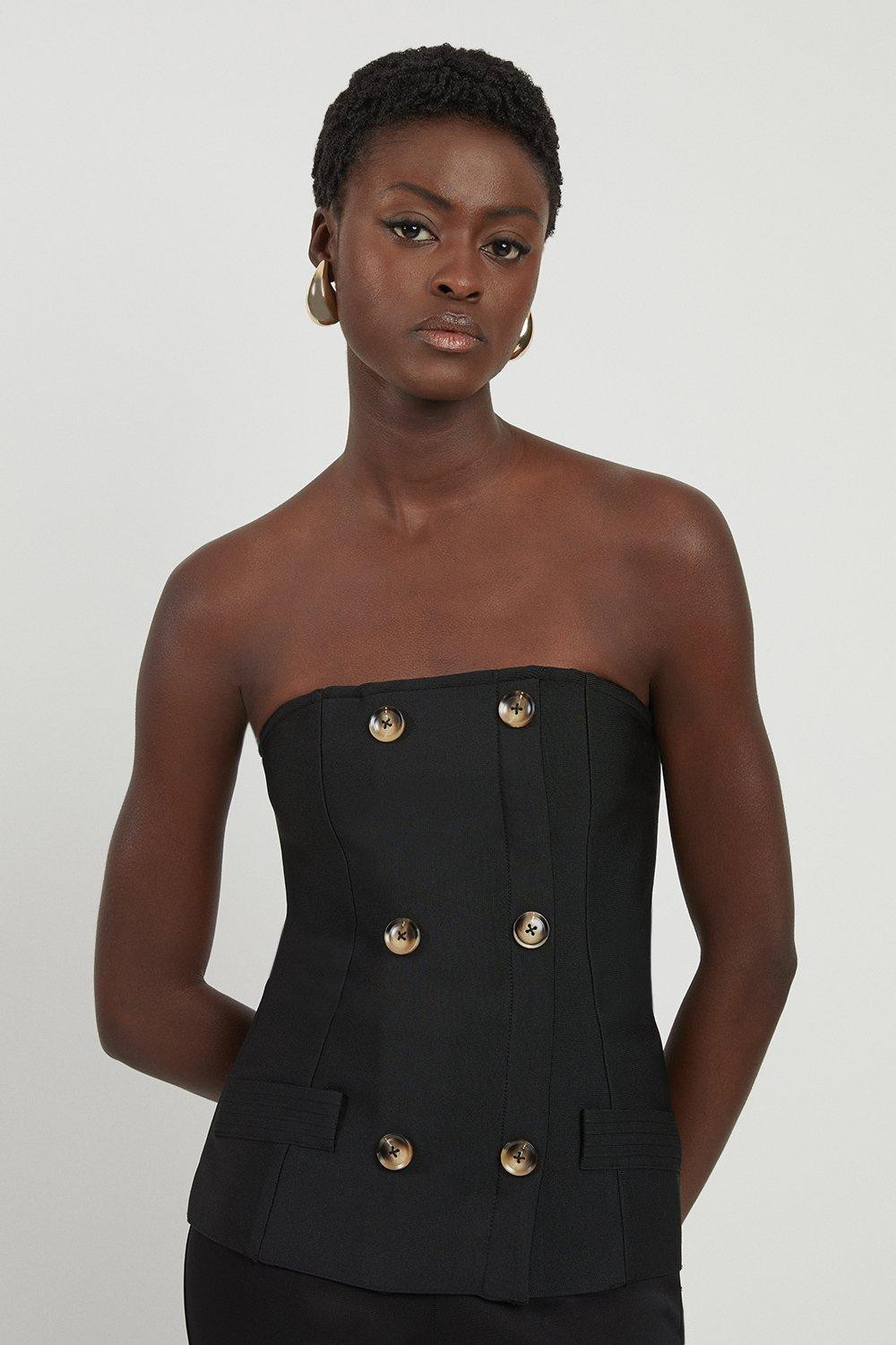 Figure Form Bandage Bandeau Knit Top | Karen Millen UK + IE + DE + NL