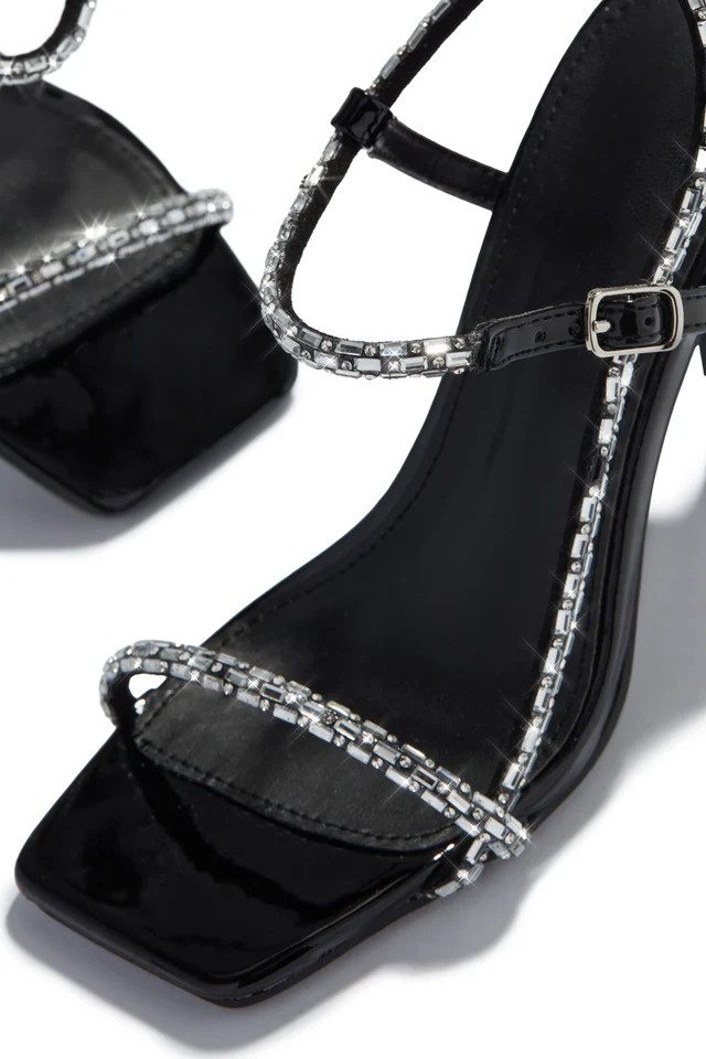 Miss Lola | Anella Black Embellished Heels | MISS LOLA