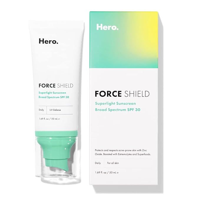 Force Shield Superlight Sunscreen SPF 30 from Hero Cosmetics - Everyday SPF 30 for Acne-Prone Ski... | Amazon (US)