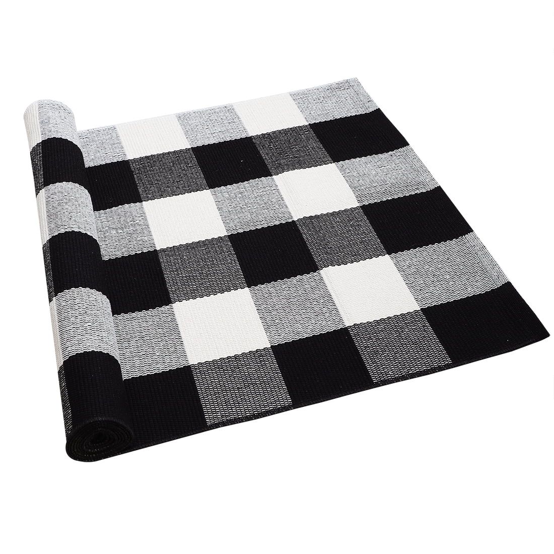Washable Cotton Checkered Plaid Area Floor Runner Doormat Rugs Carpet for Indoor/Outdoor | Walmart (US)