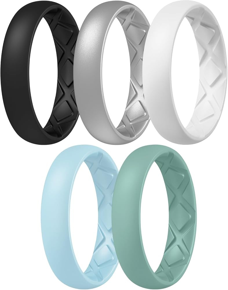 Egnaro Women's Silicone Anniversary Rings, 5.5mm Wide 2mm Thick Rubber Bands Flexible For Workout | Amazon (US)