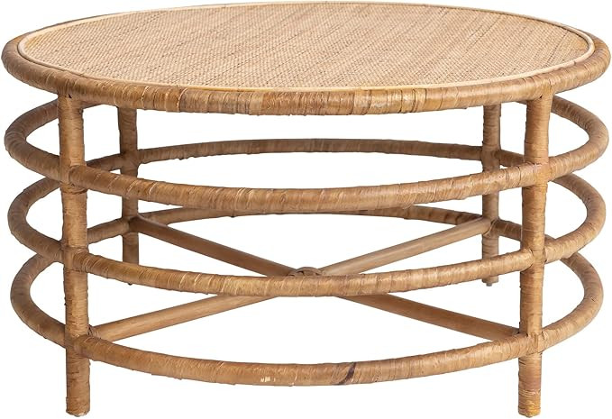 Creative Co-Op Boho Round Woven Rattan, Natural Coffee Table | Amazon (US)