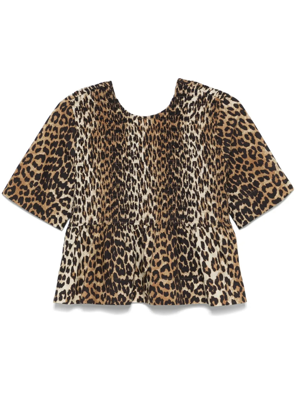 GANNI Smock Leopard Printed Blouse | Brown | FARFETCH AU | Farfetch Global