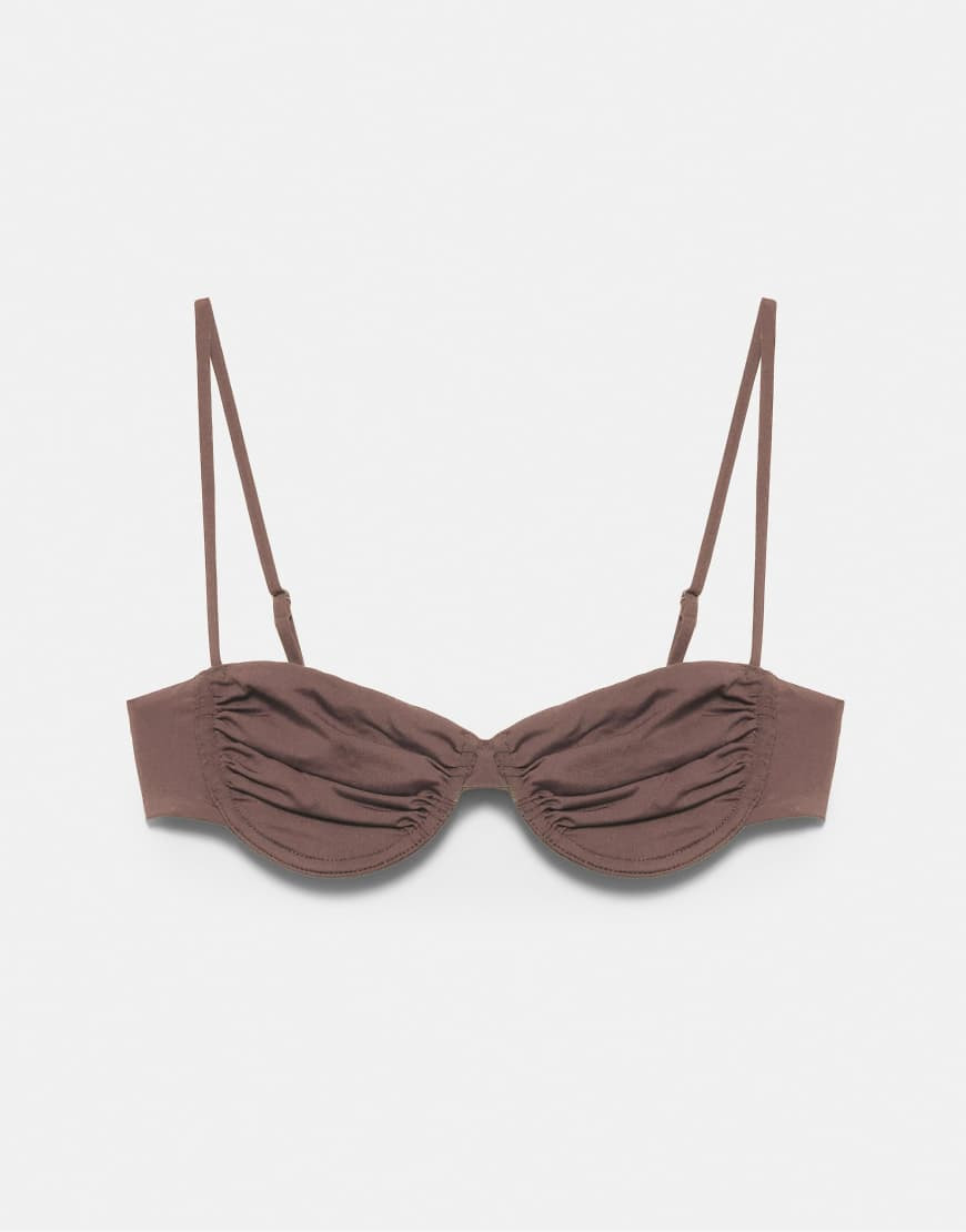 Pull&Bear Balconette bikini top in brown | ASOS (Global)